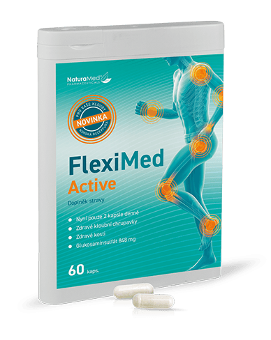 Obrázek balení doplňku stravy FlexiMax obsahující 60 kapslí.